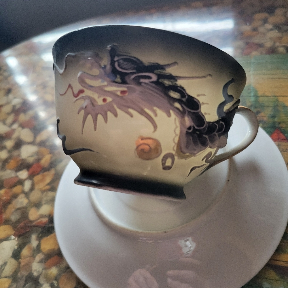 Vintage Hand Painted Nippon Moriage Dragonware‎ tea cup Victora Espresso size - Picture 9 of 15